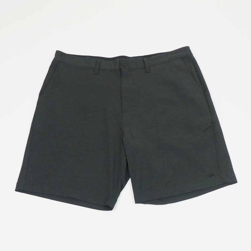 New RVCA Back In Hybrid Chino Shorts Mens 38 Heather Black Casual Travel Walk